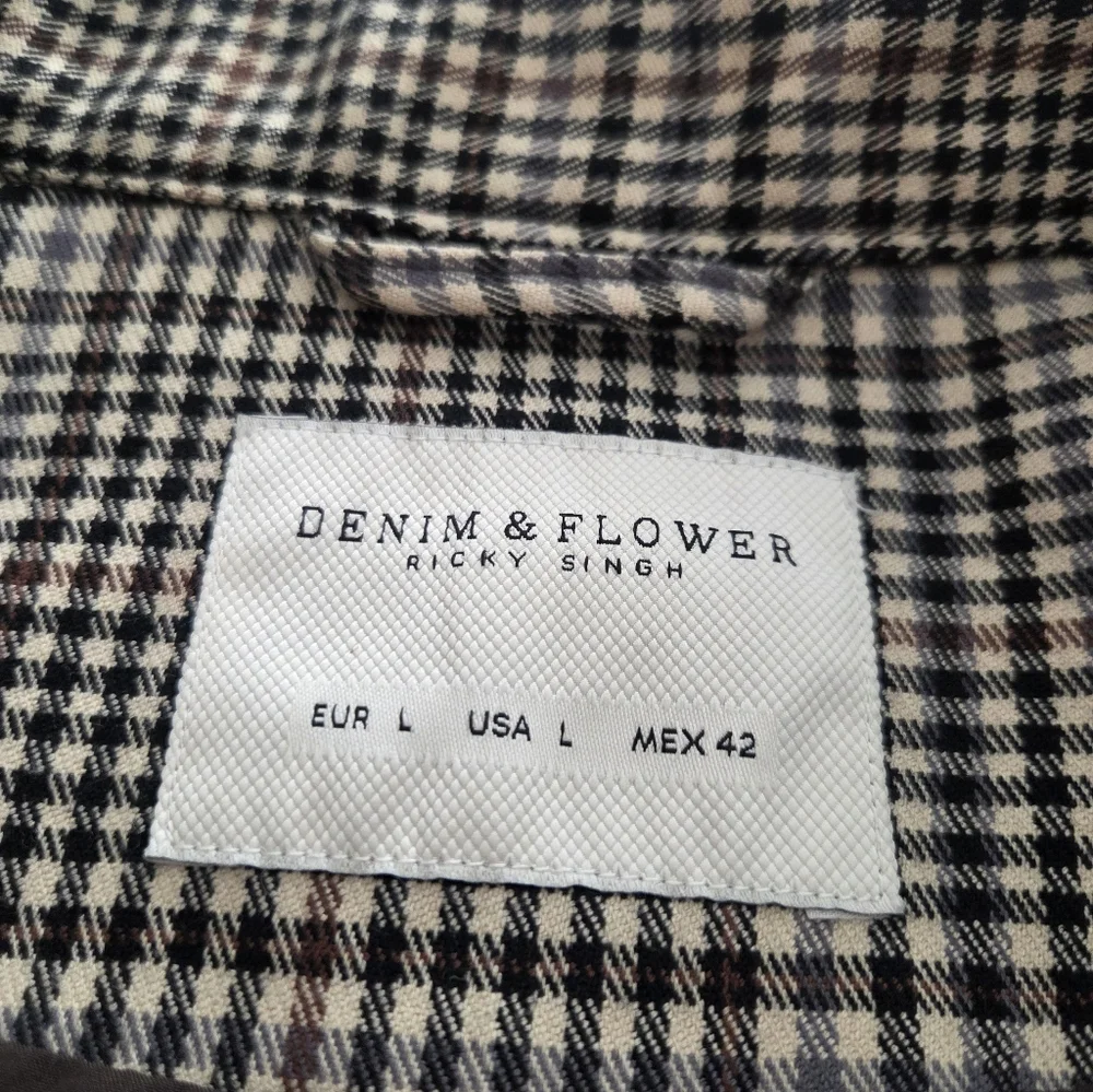 Denim & Flower Checkered Zip-Up Windbreaker Jacket Sz.L